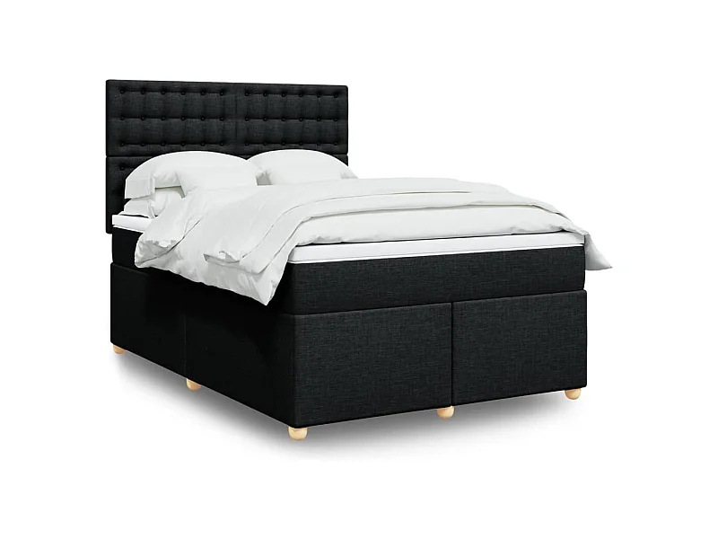 Sommier à lattes de lit avec matelas Noir 160x200 cm Tissu