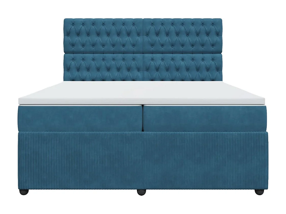 Cama box spring con colchón terciopelo azul 200x200 cm