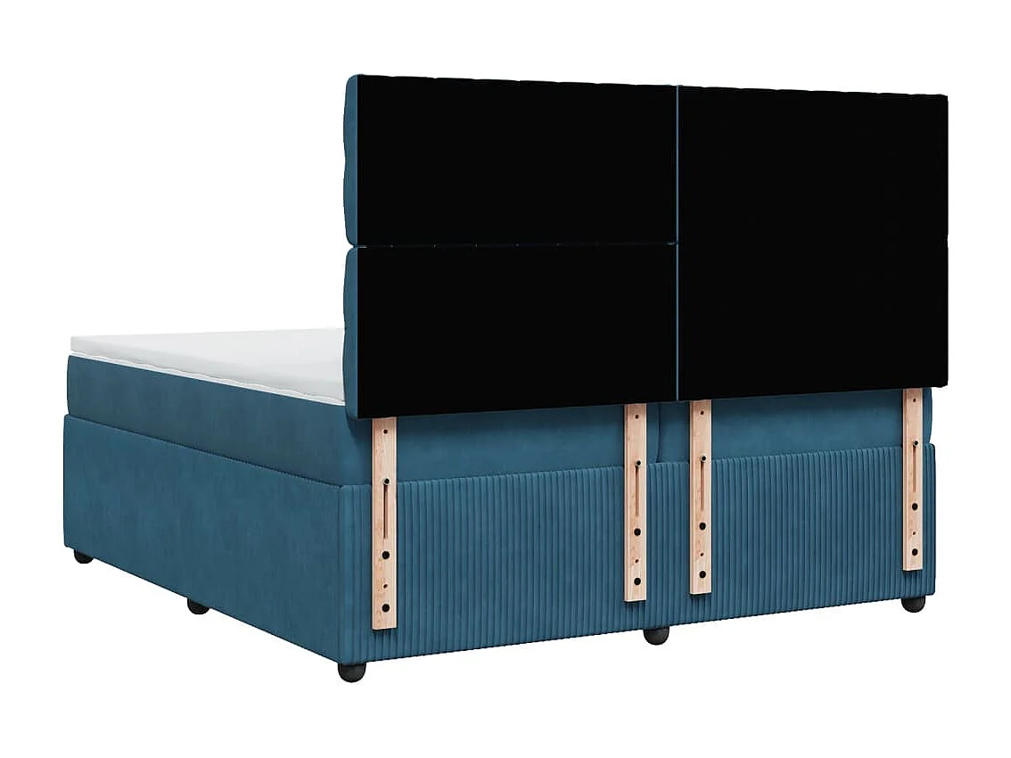 Cama box spring con colchón terciopelo azul 200x200 cm