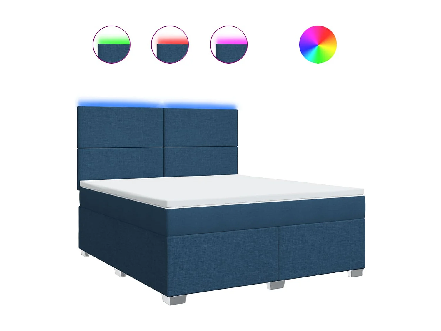 Sommier à lattes de lit avec matelas Bleu 180x200 cm Tissu