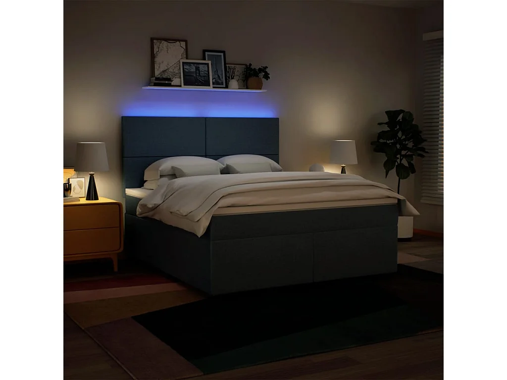 Sommier à lattes de lit avec matelas Bleu 180x200 cm Tissu