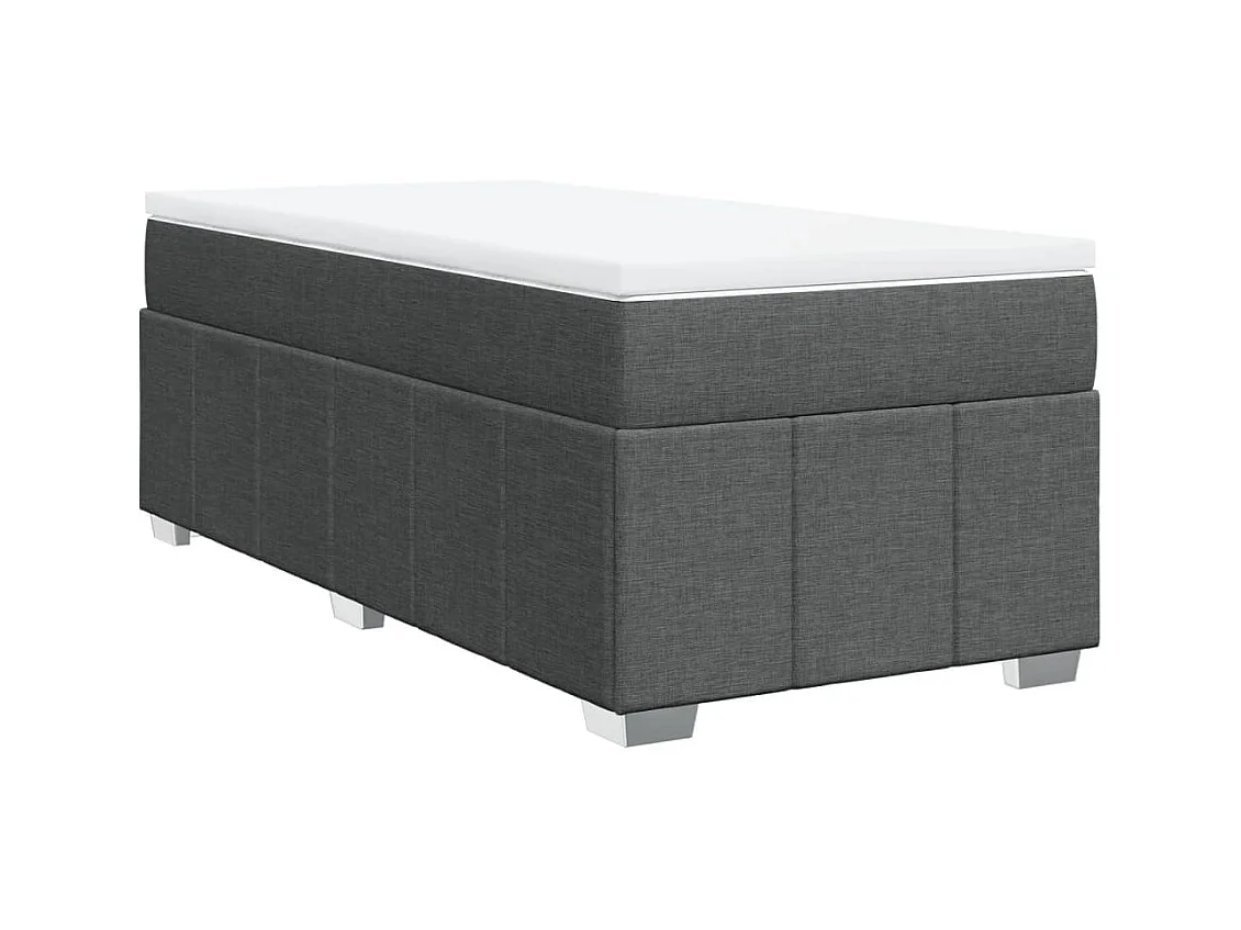 Sommier à lattes de lit et matelas Gris foncé 90x190 cm Tissu