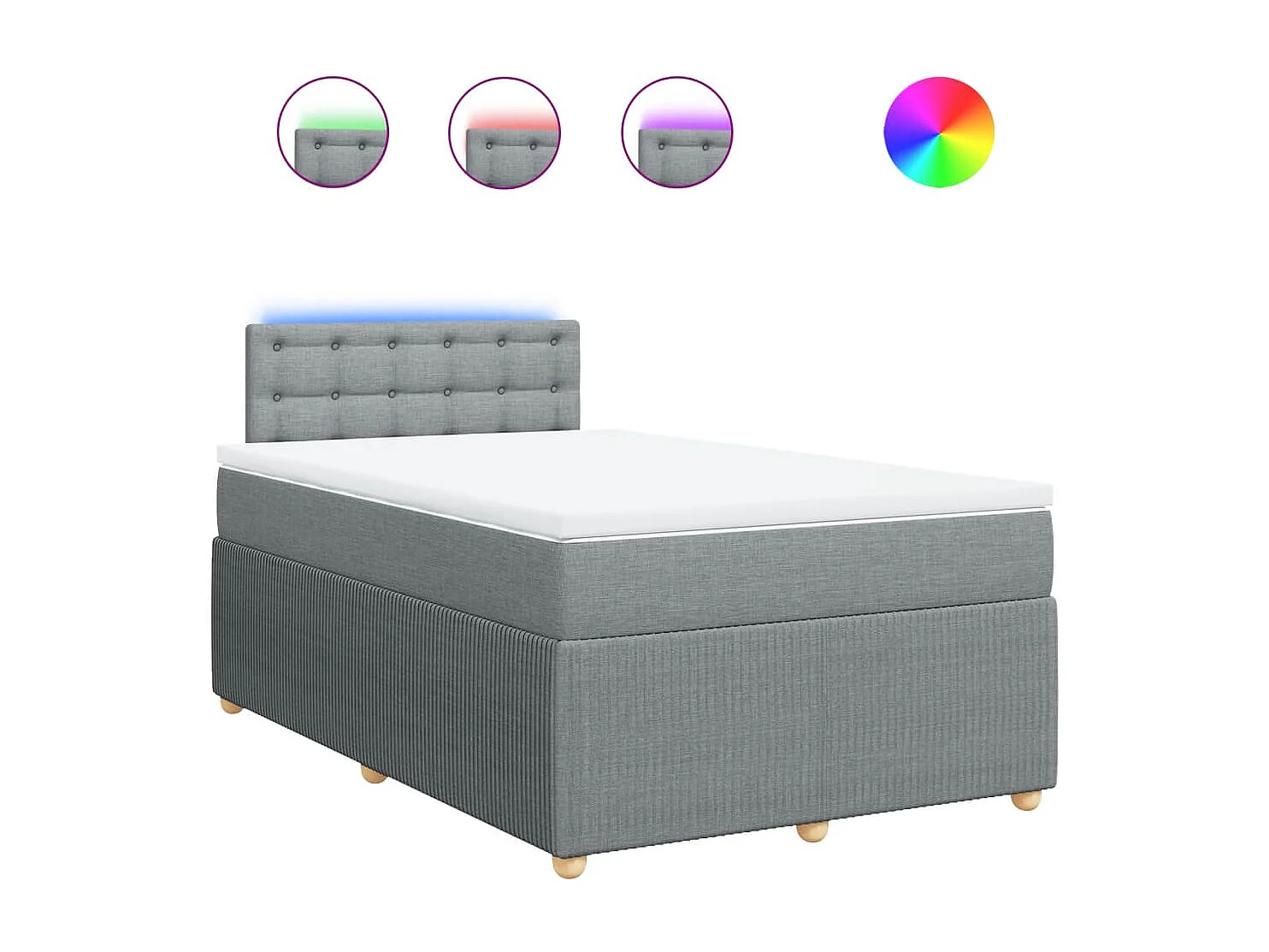 Sommier à lattes de lit avec matelas Gris clair 120x200cm Tissu