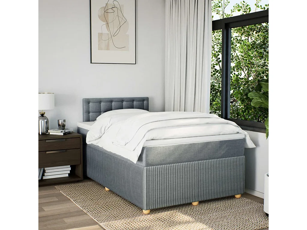 Sommier à lattes de lit avec matelas Gris clair 120x200cm Tissu