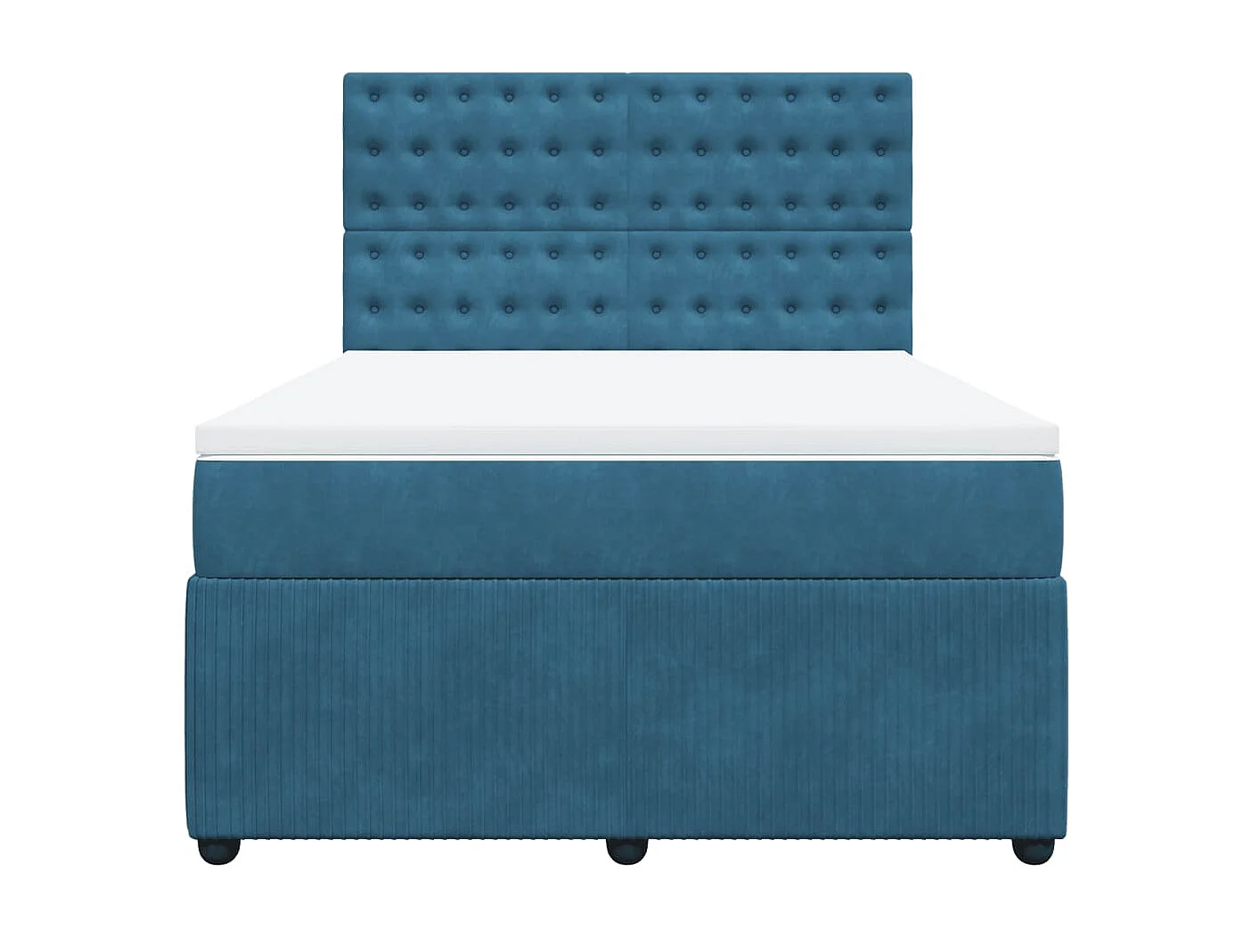 Cama com molas/colchão 140x190 cm veludo azul-escuro