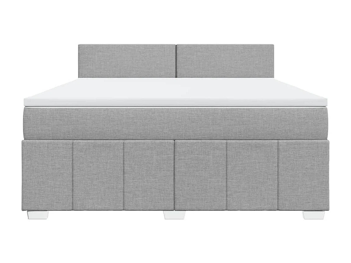 Cama box spring con colchón tela gris claro 180x200 cm