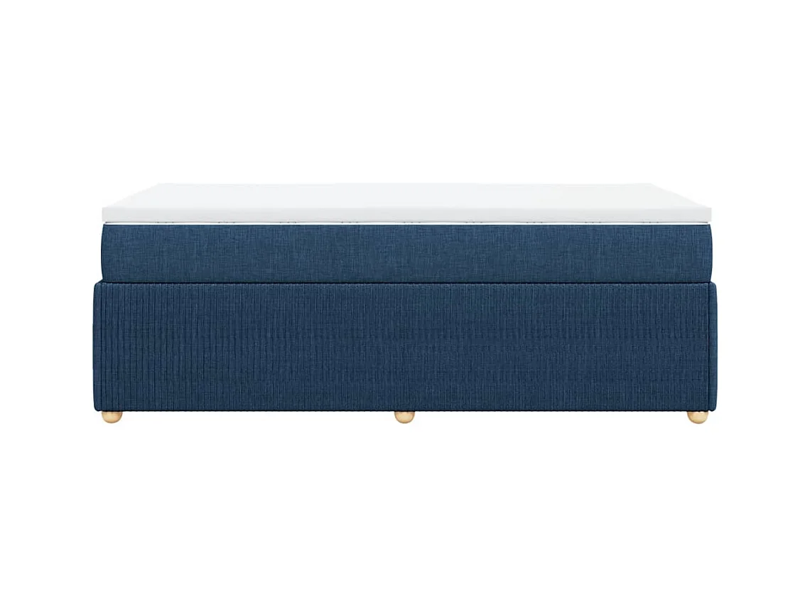 Cama com molas/colchão 90x200 cm tecido azul