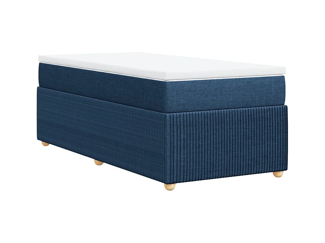 Cama com molas/colchão 90x200 cm tecido azul