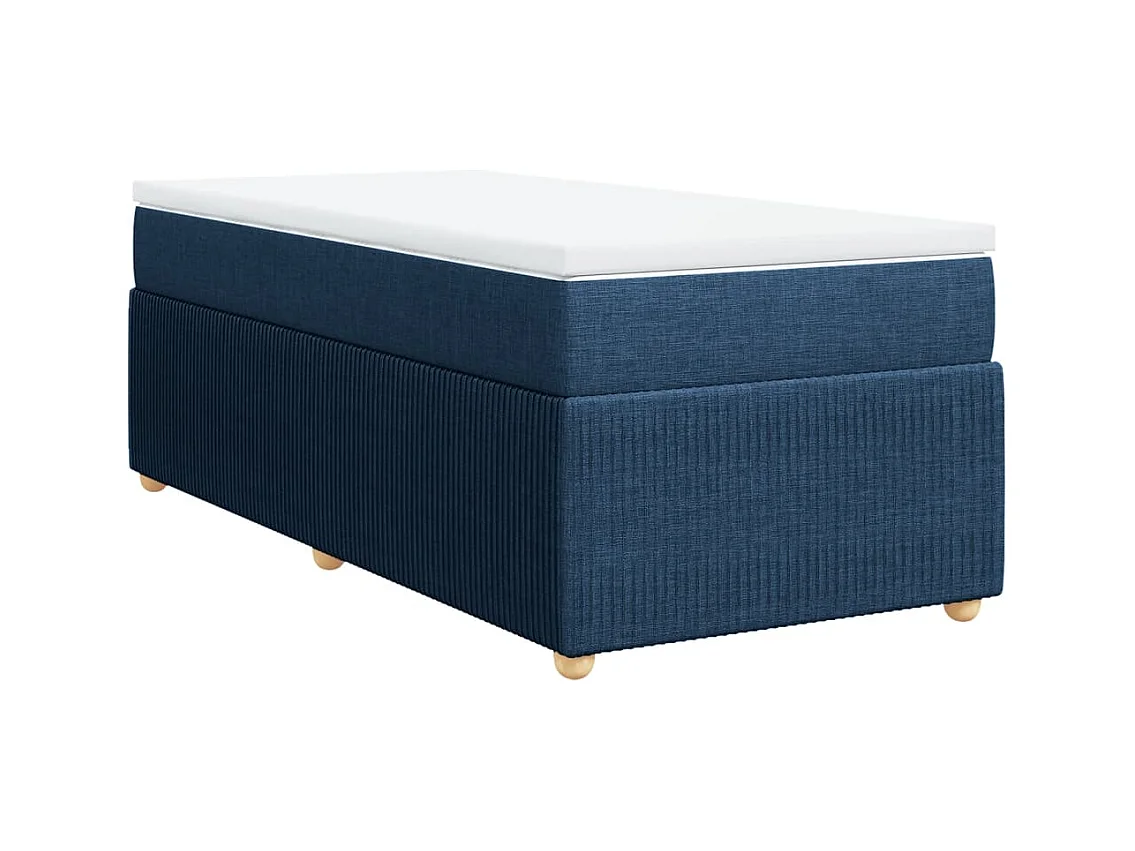Cama com molas/colchão 90x200 cm tecido azul