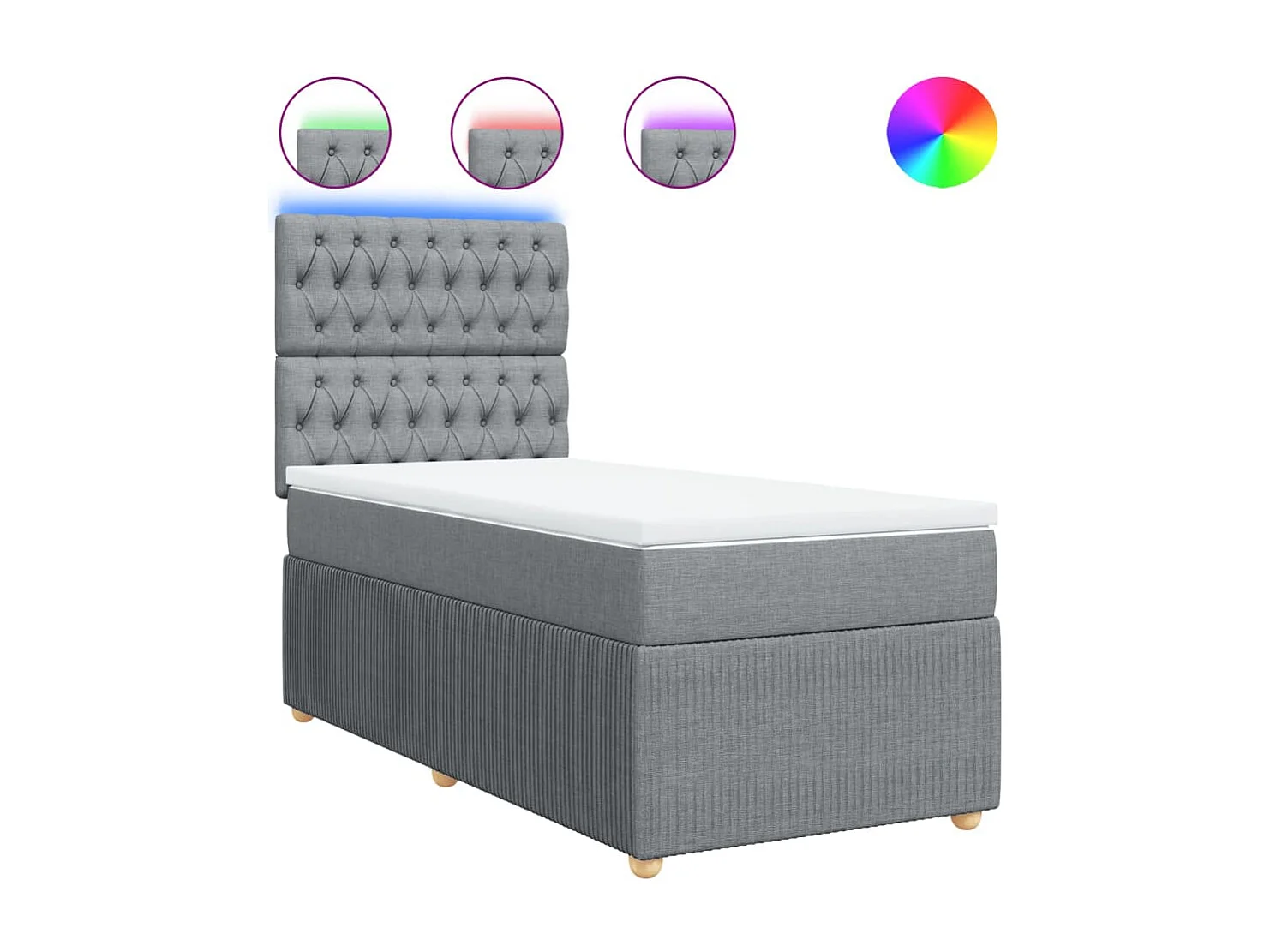 Sommier à lattes de lit avec matelas Gris clair 90x200 cm Tissu