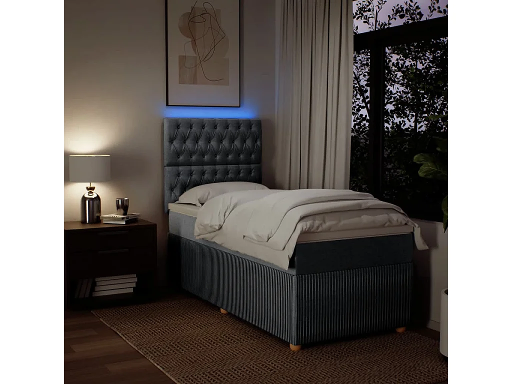 Sommier à lattes de lit avec matelas Gris clair 90x200 cm Tissu