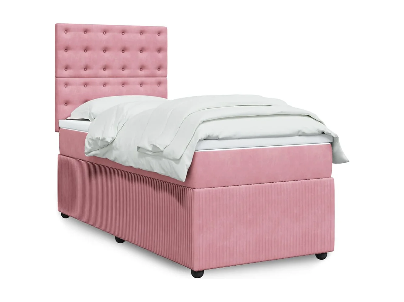 Cama box spring con colchón terciopelo rosa 90x200 cm