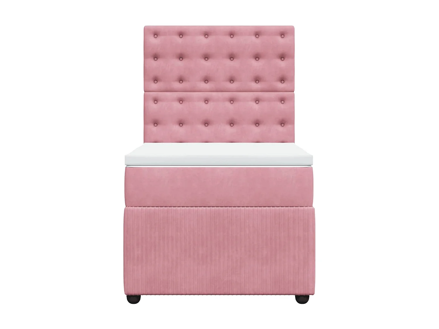 Cama box spring con colchón terciopelo rosa 90x200 cm