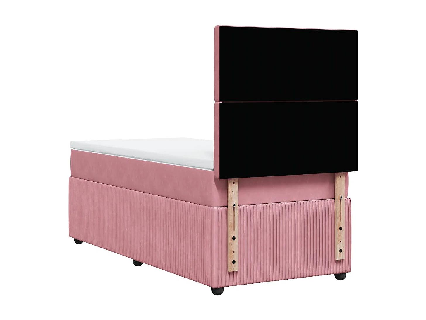Cama box spring con colchón terciopelo rosa 90x200 cm