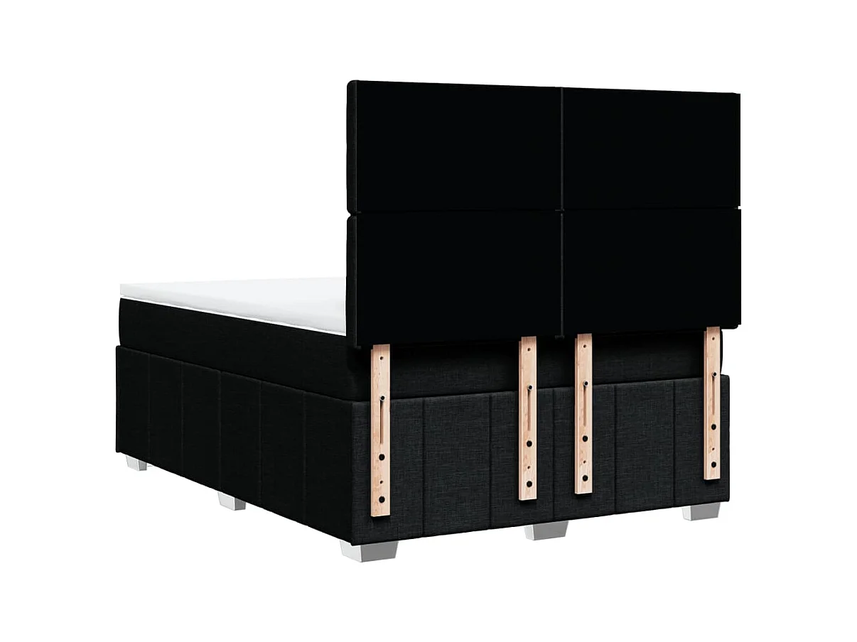 Sommier à lattes de lit avec matelas Noir 140x190 cm Tissu