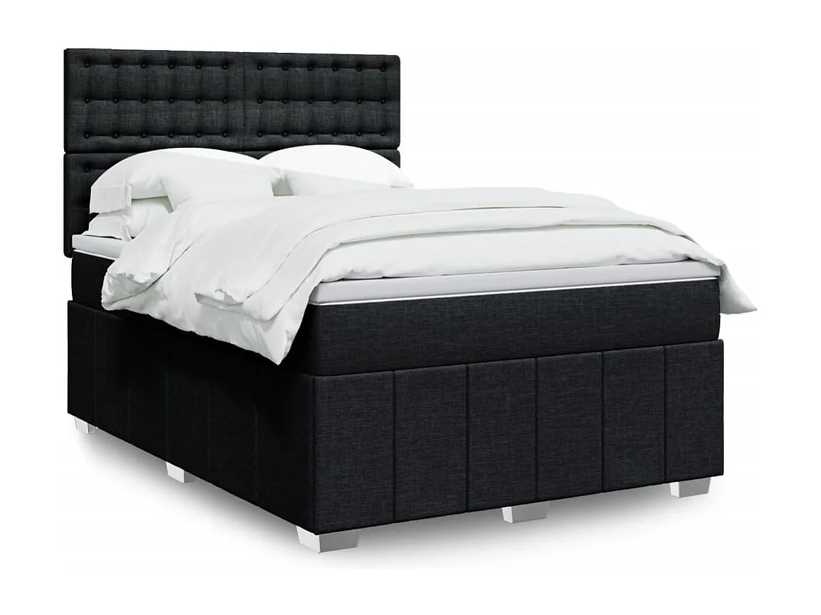 Sommier à lattes de lit avec matelas Noir 140x190 cm Tissu