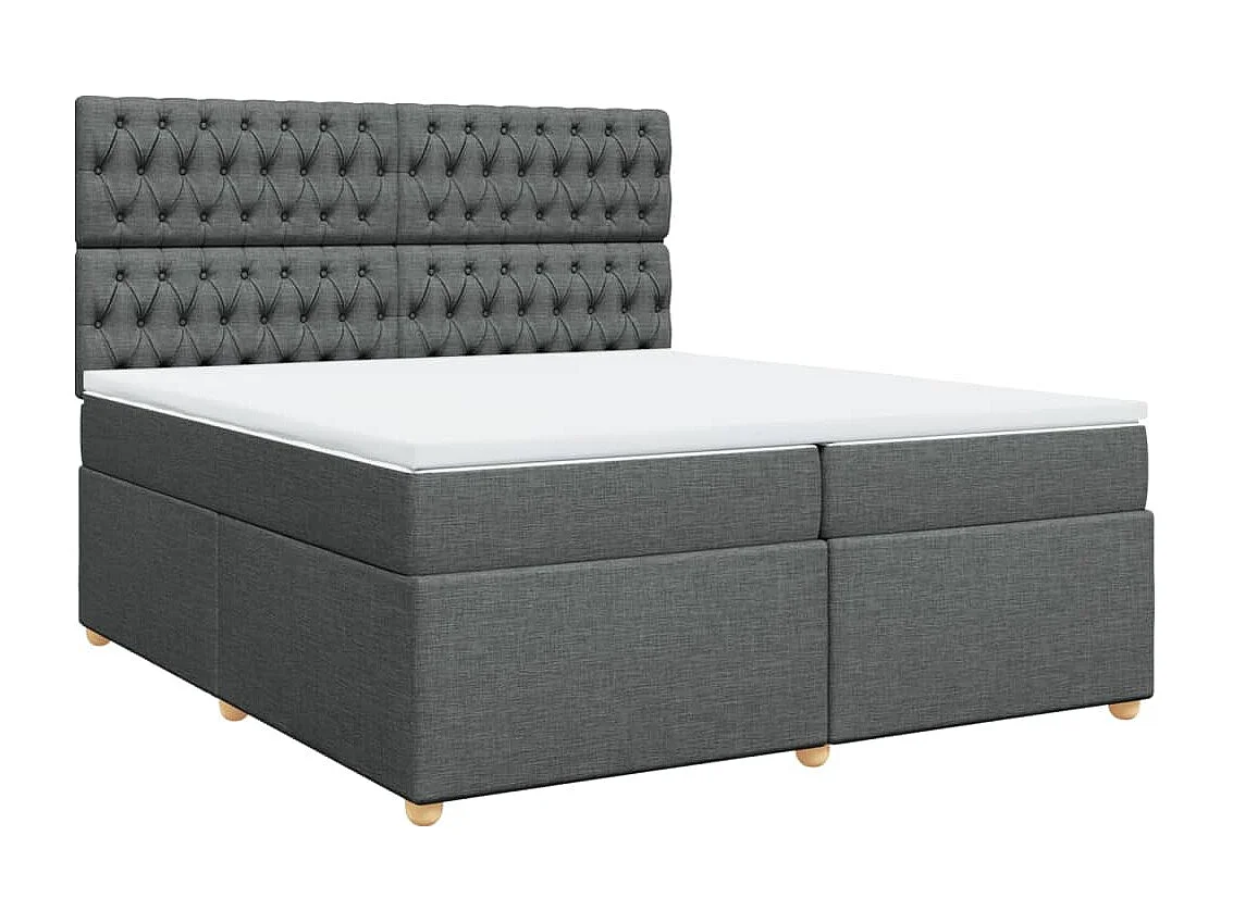 Sommier à lattes de lit avec matelas Gris foncé 200x200cm Tissu