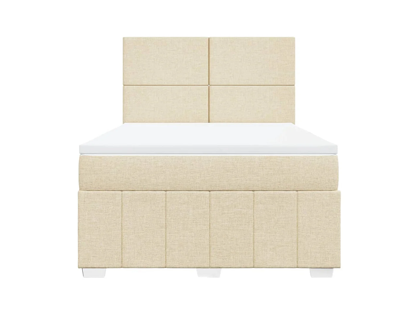 Cama box spring con colchón tela color crema 140x190 cm