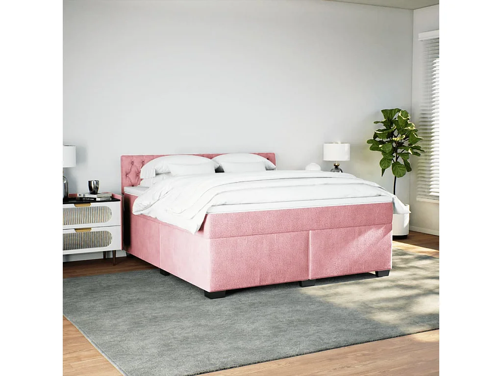 Cama com molas/colchão 180x200 cm veludo rosa