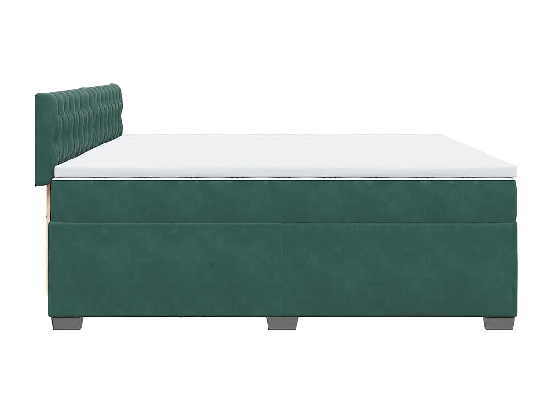Cama com molas/colchão 200x200 cm veludo verde-escuro
