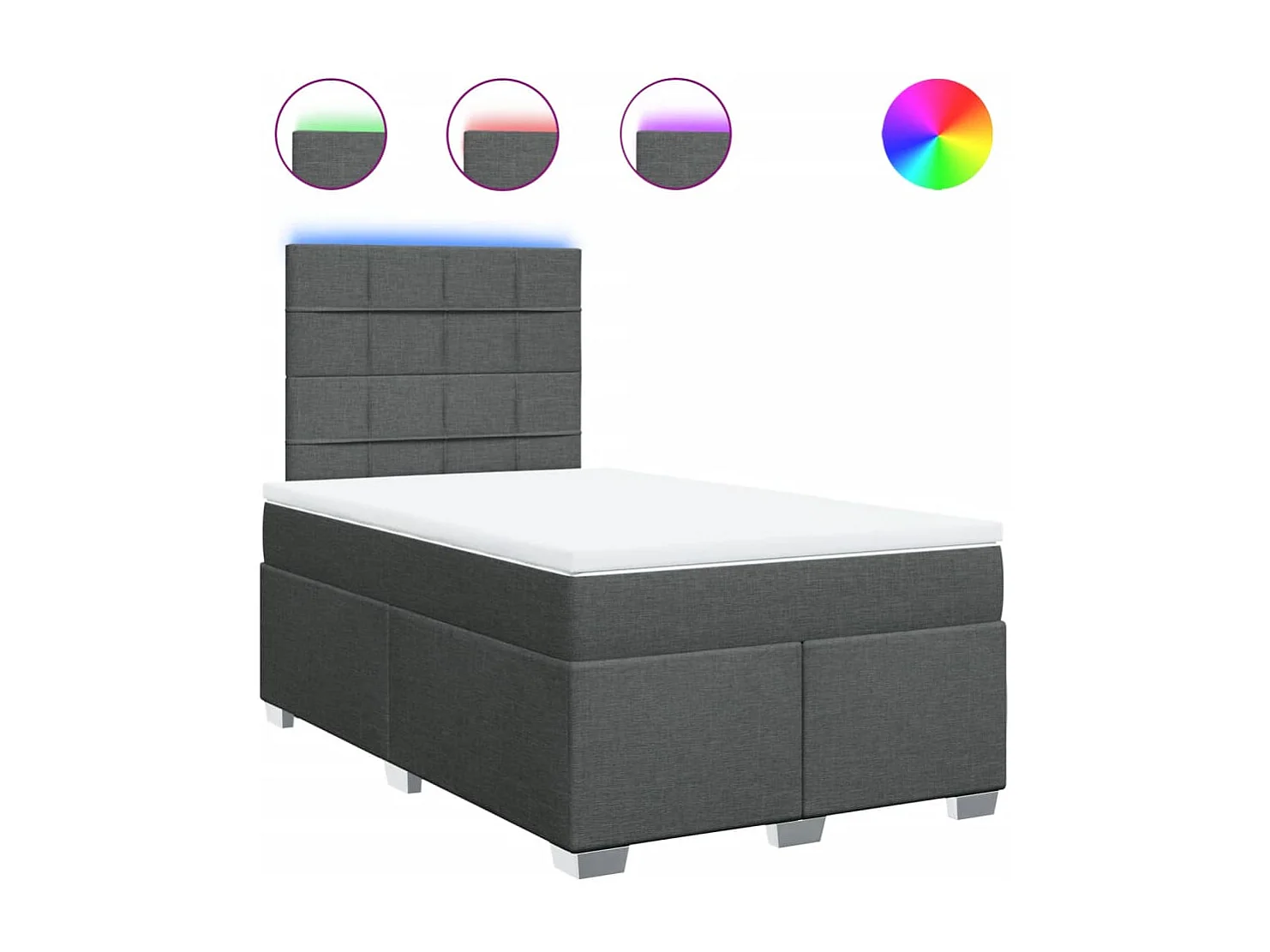 Sommier à lattes de lit avec matelas gris foncé 120x190cm tissu