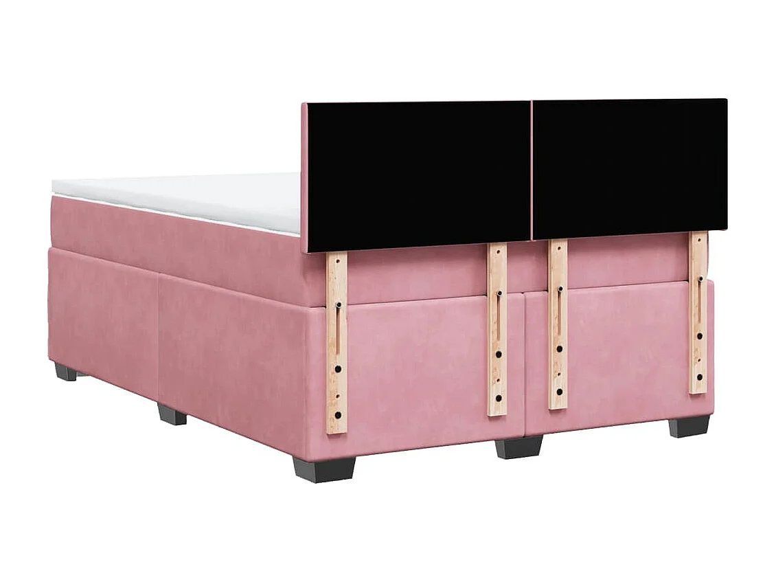 Cama box spring con colchón terciopelo rosa 160x200 cm