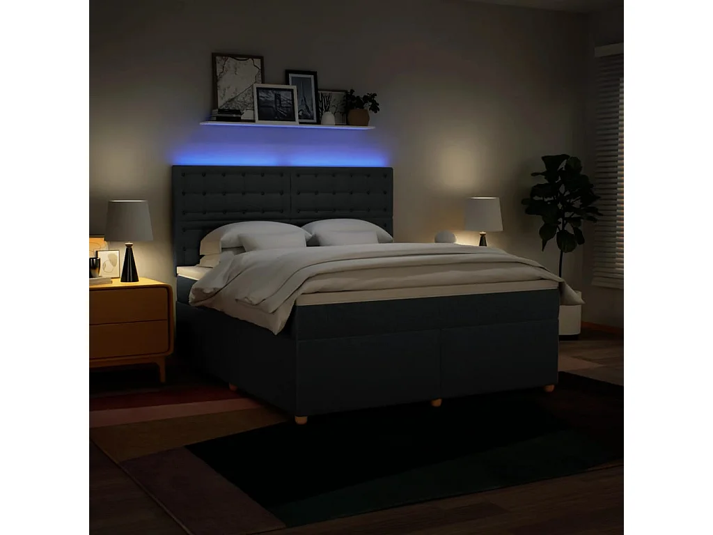 Sommier à lattes de lit avec matelas Bleu 180x200 cm Tissu