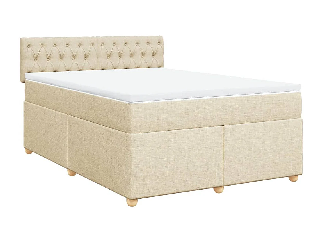 Boxspring met matras stof crèmekleurig 160x200 cm