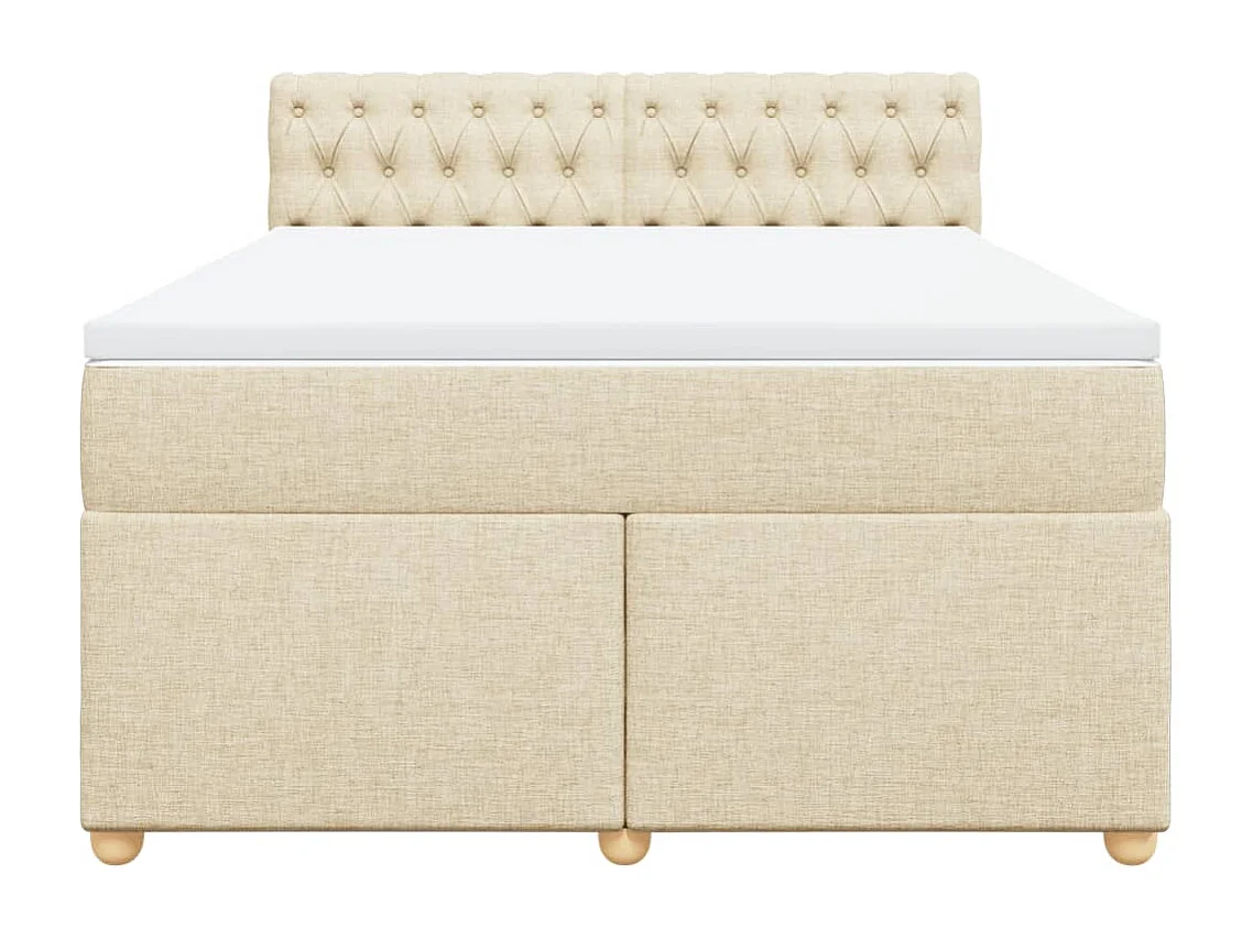 Boxspring met matras stof crèmekleurig 160x200 cm