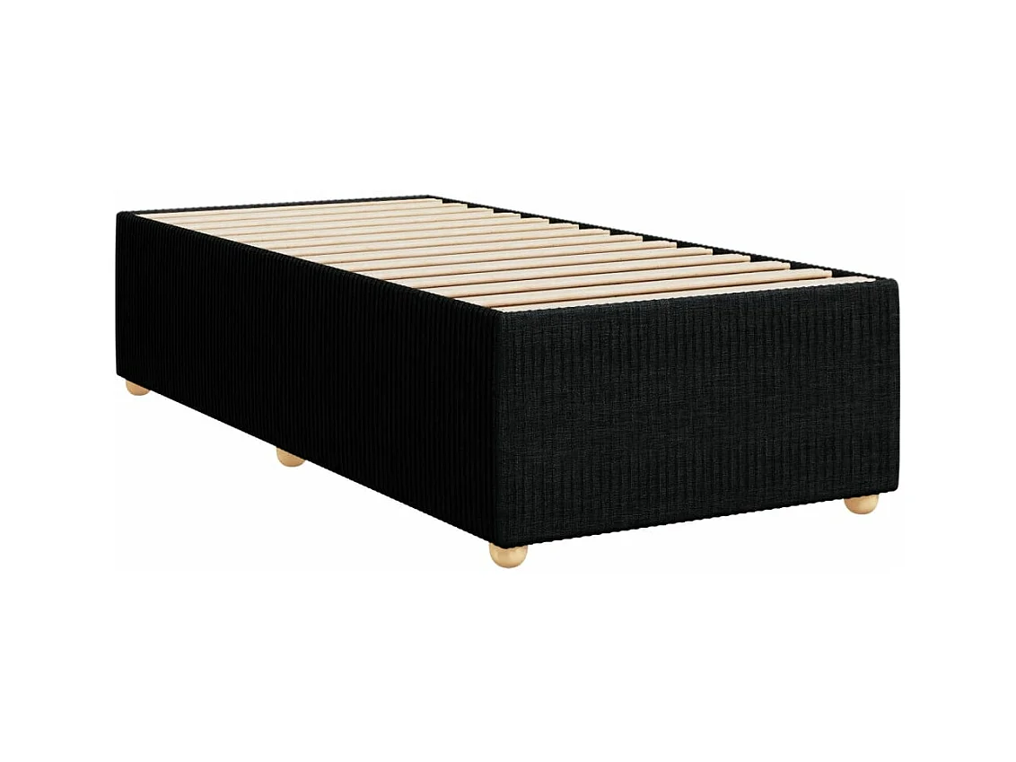 Cama box spring con colchón tela negro 90x190 cm