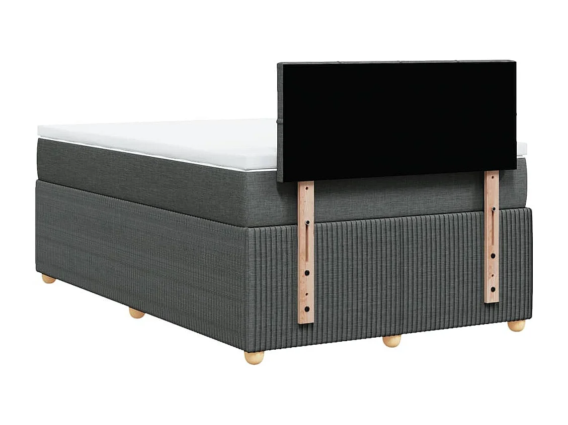 Sommier à lattes de lit avec matelas gris foncé 120x190cm tissu