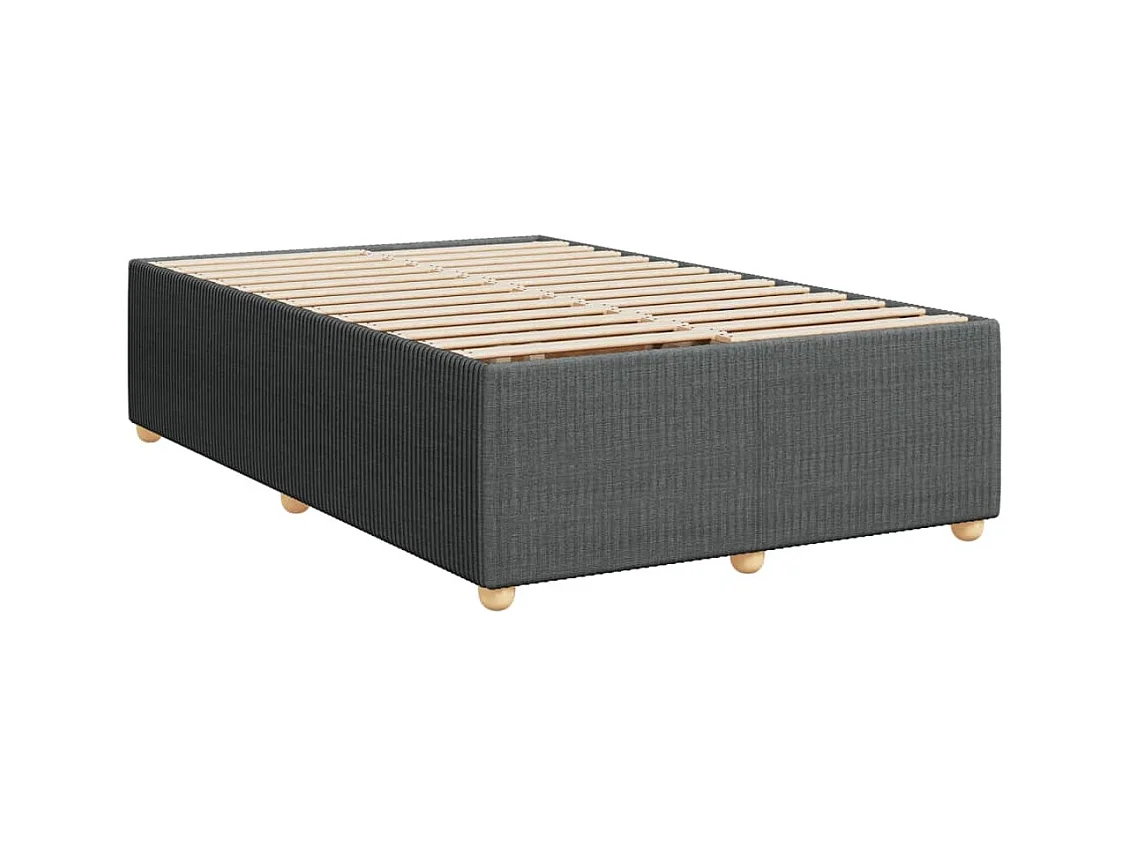 Cama box spring con colchón tela gris oscuro 120x190 cm
