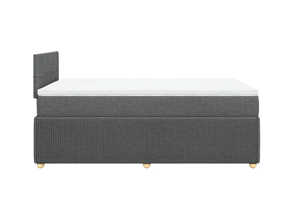 Cama box spring con colchón tela gris oscuro 120x190 cm