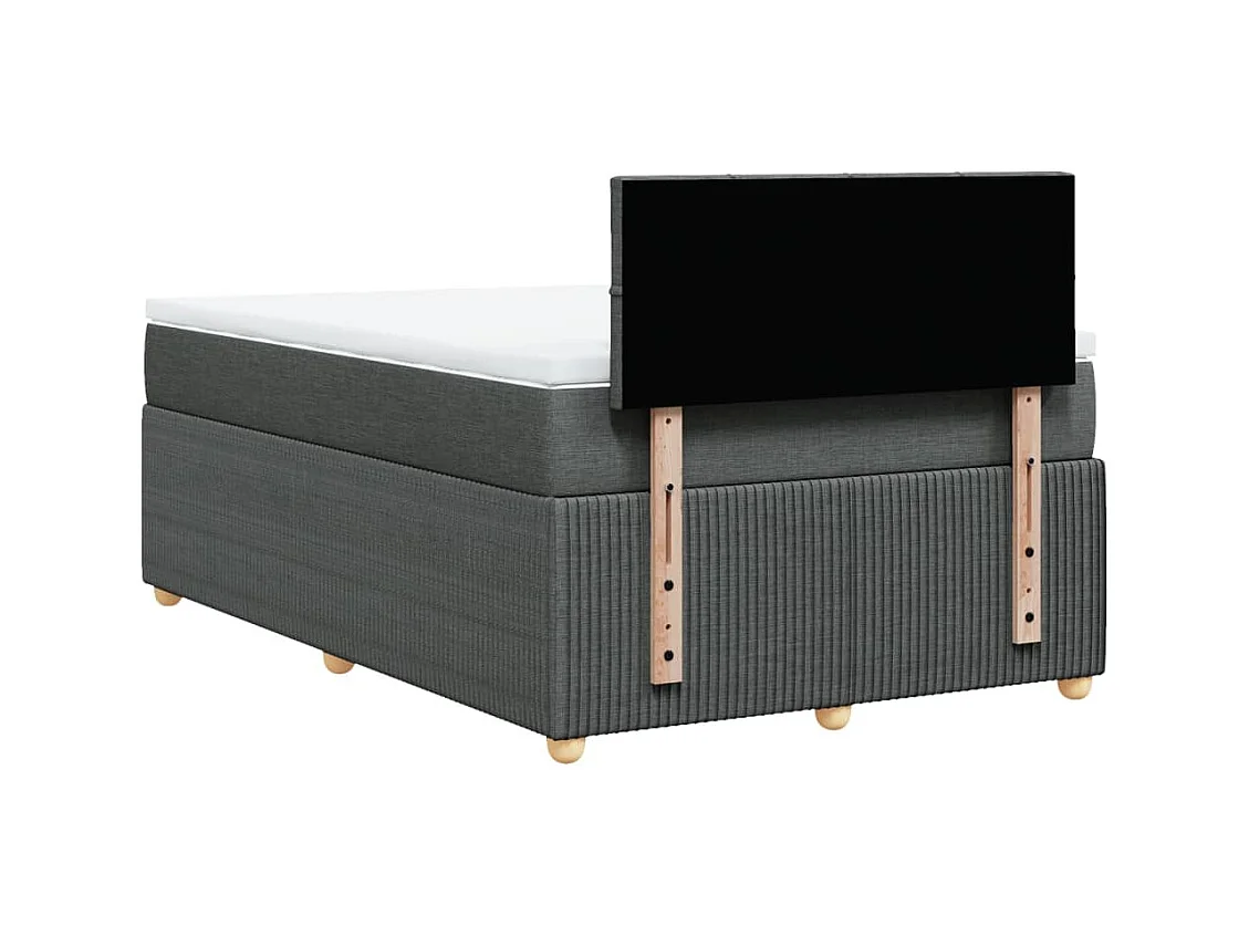 Cama box spring con colchón tela gris oscuro 120x190 cm