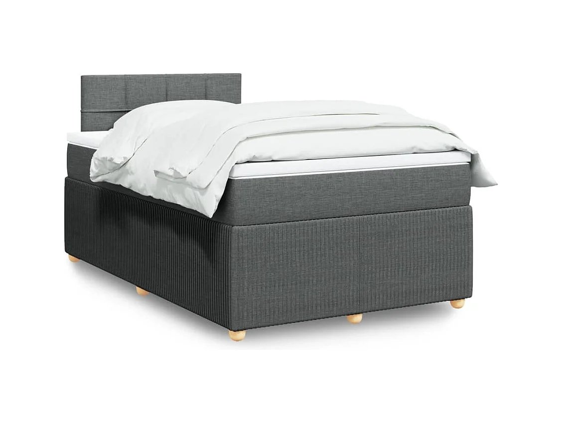 Cama box spring con colchón tela gris oscuro 120x190 cm