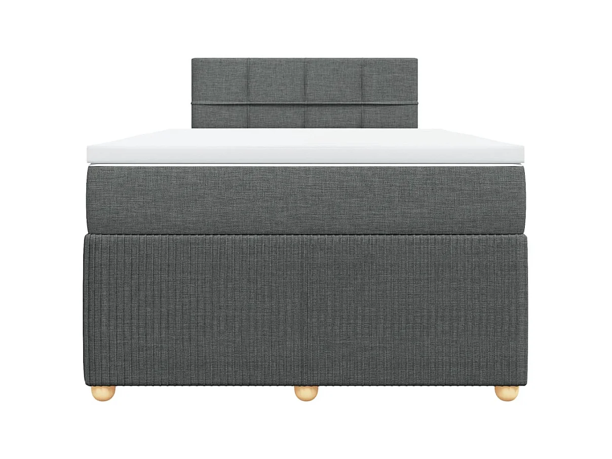 Cama box spring con colchón tela gris oscuro 120x190 cm