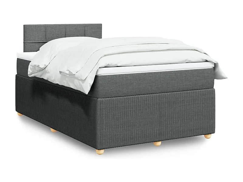 Cama boxspring com colchão 120x190 cm tecido cinzento-escuro