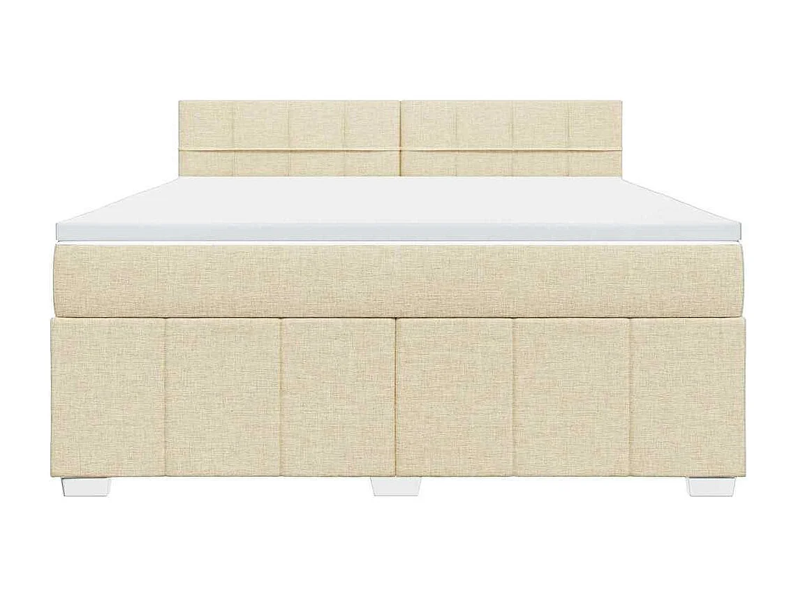 Cama box spring con colchón tela color crema 180x200 cm