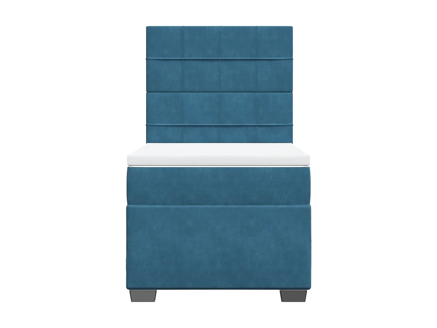 Cama box spring con colchón terciopelo azul oscuro 80x200 cm