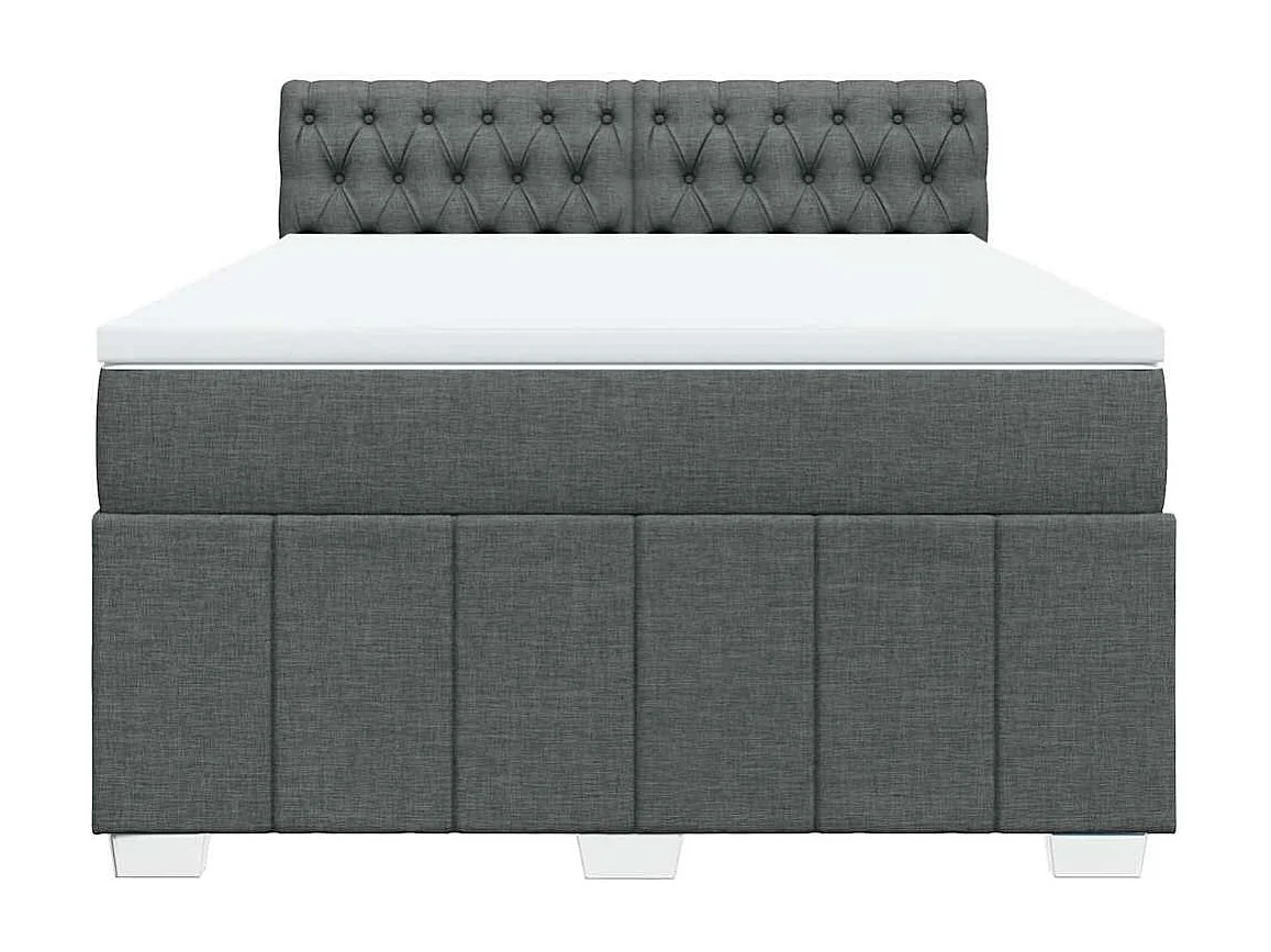 Sommier à lattes de lit avec matelas Gris foncé 140x200cm Tissu