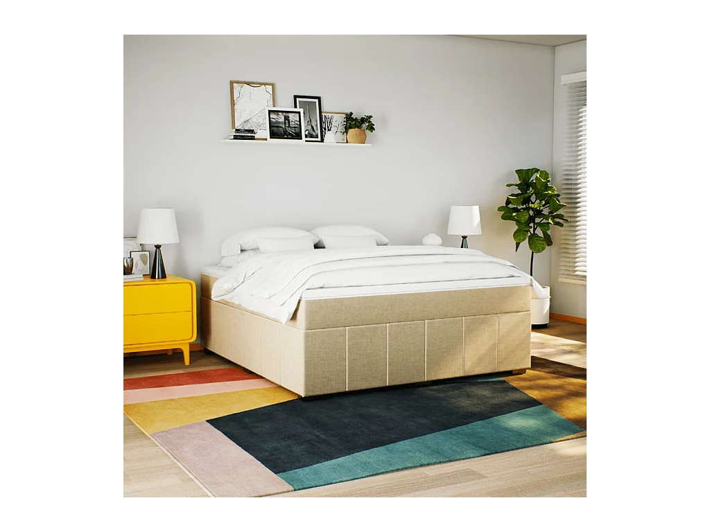 Cama com molas/colchão 180x200 cm tecido cor creme