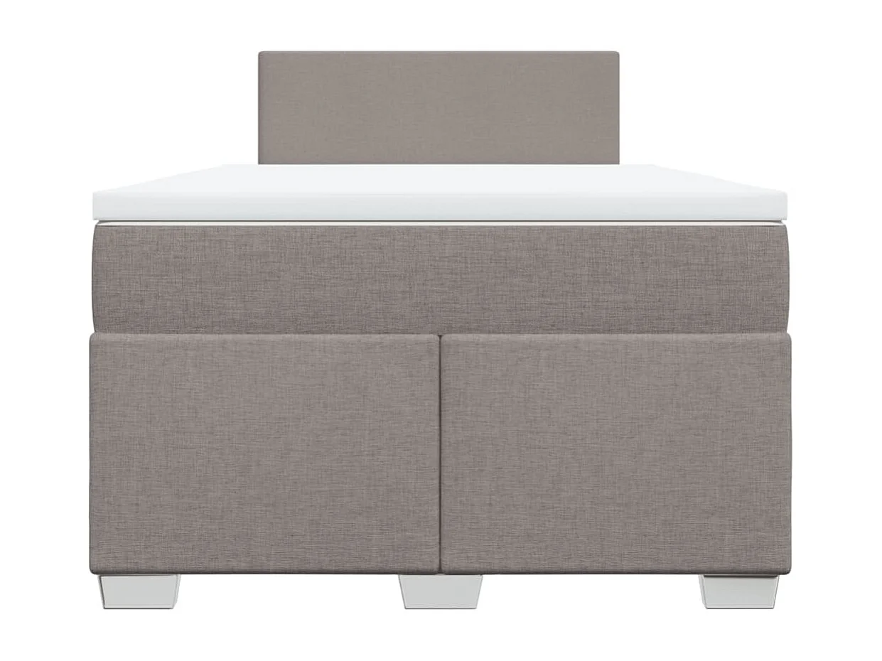 Cama box spring con colchón tela gris taupe 120x190 cm