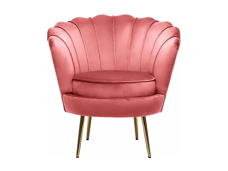 Fluweel fauteuil "Floria" - Schelpontwerp - Comfortabel en elegant - Roze 70 x 73 x 76 cm