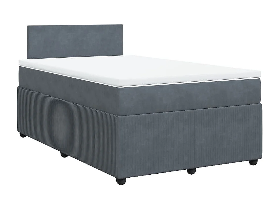 Cama boxspring com colchão 120x200 cm veludo cinzento-escuro
