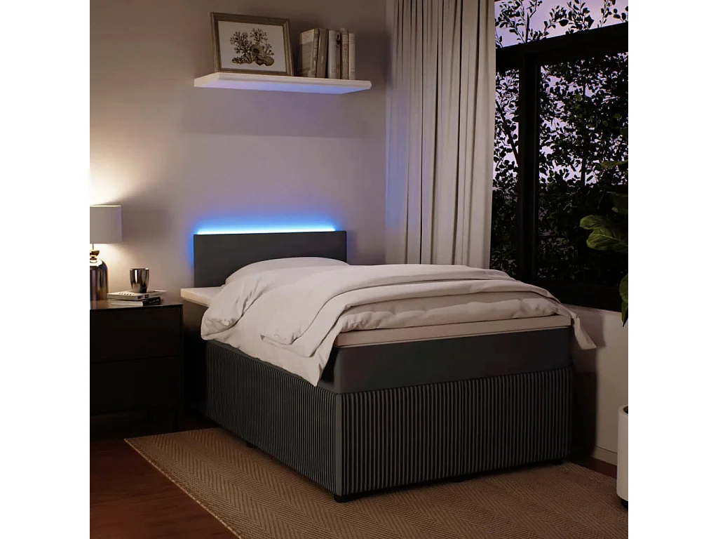 Cama boxspring com colchão 120x200 cm veludo cinzento-escuro
