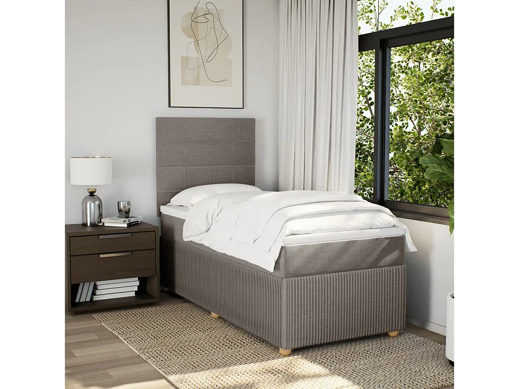 Sommier à lattes de lit avec matelas Taupe 90x200 cm Tissu