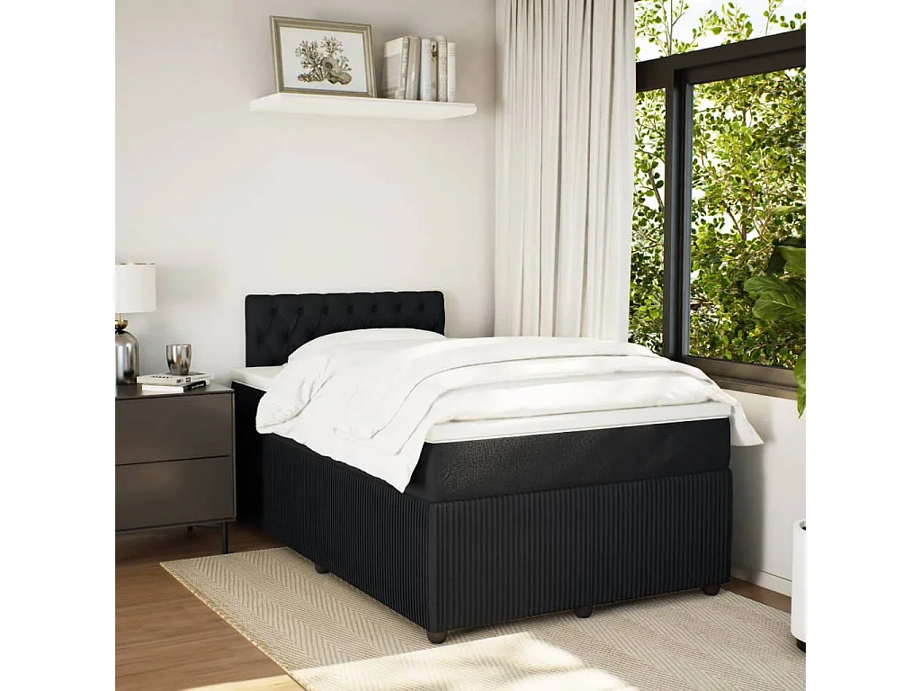 Cama boxspring com colchão 120x200 cm veludo preto