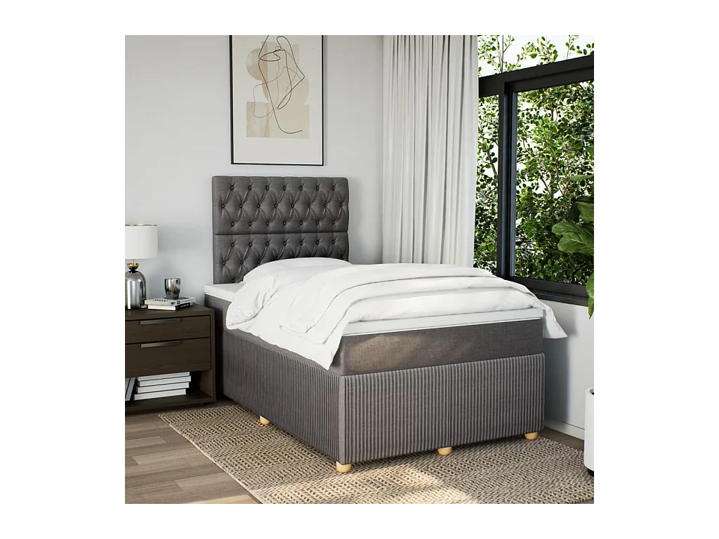 Sommier à lattes de lit avec matelas taupe 120x190 cm tissu