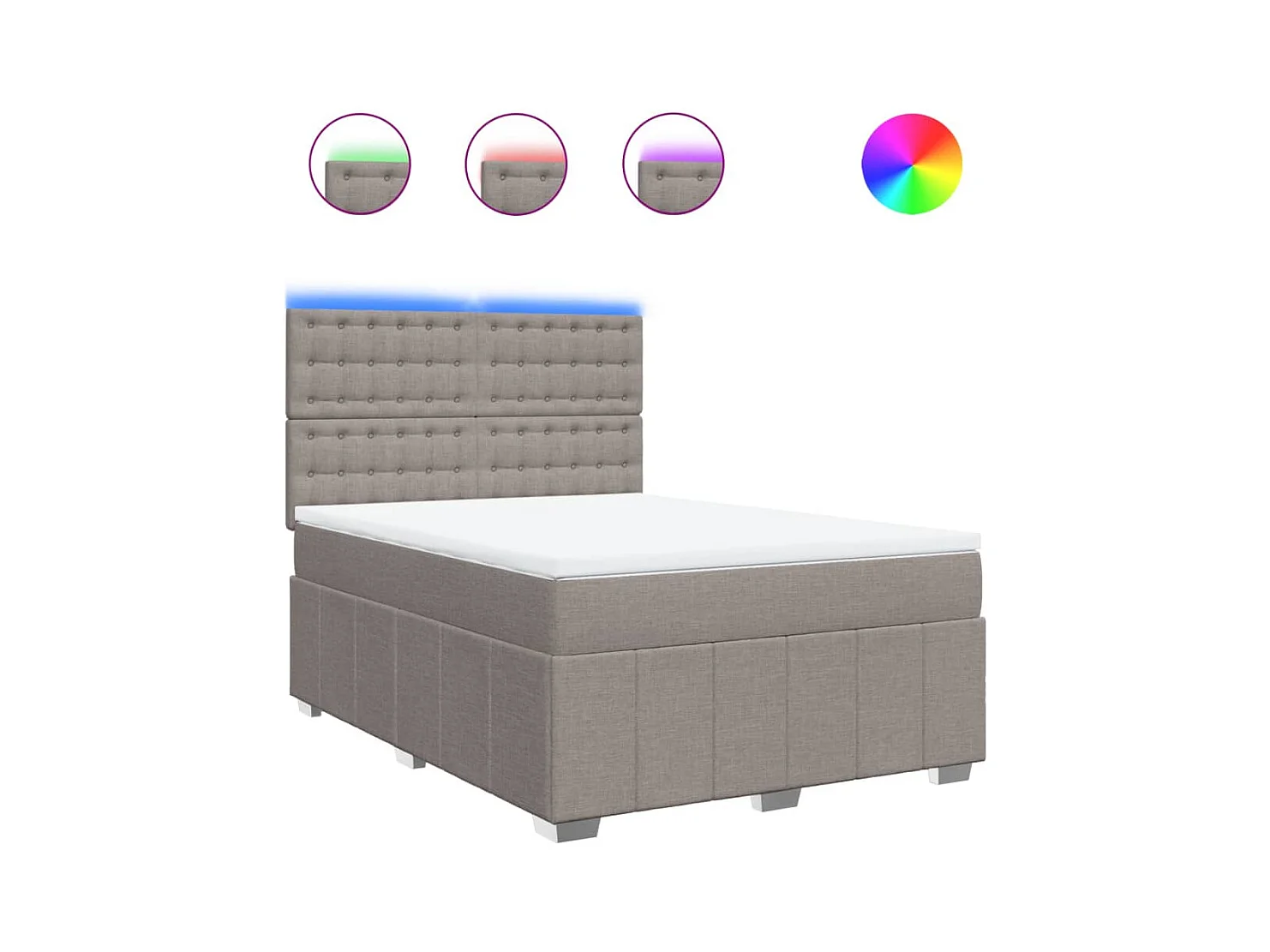 Sommier à lattes de lit avec matelas Taupe 160x200 cm Tissu