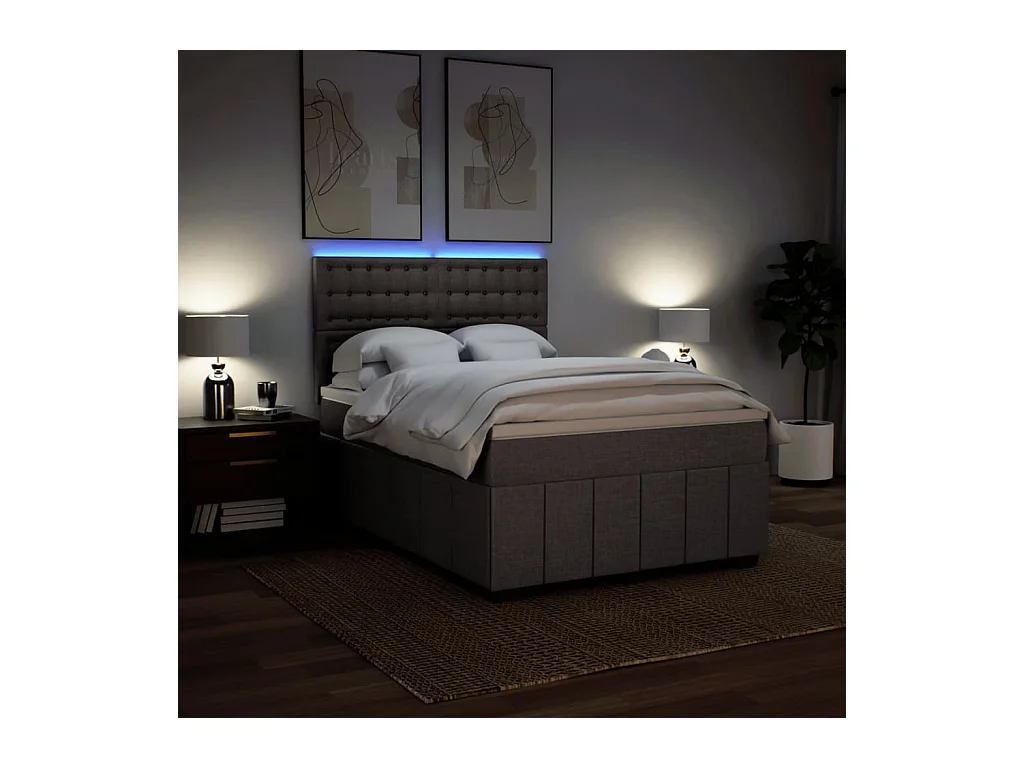 Sommier à lattes de lit avec matelas Taupe 160x200 cm Tissu